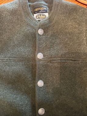 Geiger Green Wool Button-Front Cardigan Sweater